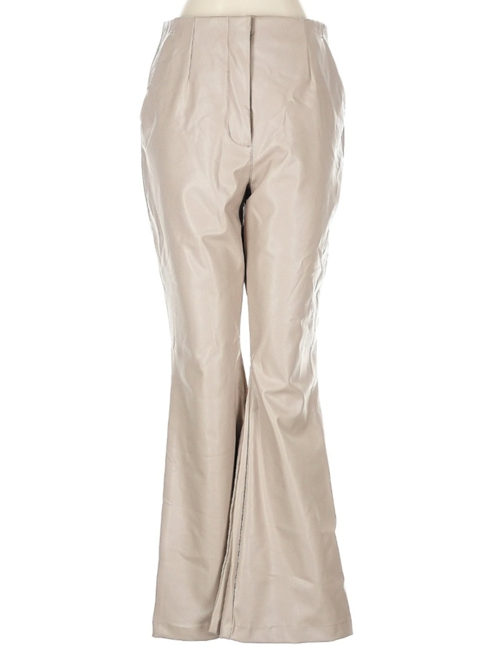 Abercrombie Curve Love Faux Leather Slim Flare Pants Taupe Beige High Rise 28S - Picture 2 of 8